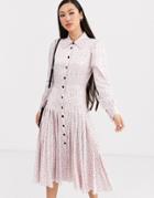 Rachel Antonoff Pleated Martini Waiter Print Shirt Midi Dress