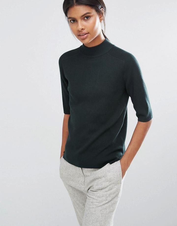 Y.a.s Romain Knitted High Neck Top - Green