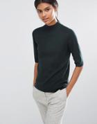 Y.a.s Romain Knitted High Neck Top - Green