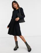 Y.a.s Skater Dress With Puff Sleeves In Black