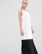Asos Tall Clean Crepe Maxi Dress With Sheer Pleated Hem - White