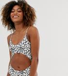 Unique21 Cut Out Plunge Leopard Print Swimsuit - Multi