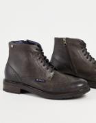 Ben Sherman Lace Up Brogue Boot In Brown-black