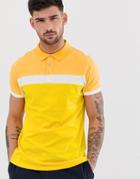 Asos Design Polo Shirt With Contrast Panels In Yellow - Yellow