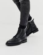 Selected Homme Lace Up Brogue Boots In Black
