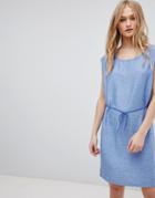 Blend She Mally Denim Belted Print Dress - Blue