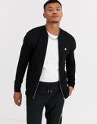 Asos Design Muscle Jersey Bomber Jacket In Black With Triangle
