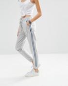 Asos Joggers With Contrast Side Stripe - Gray Marl