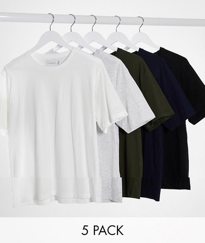 Topman 5 Pack T-shirt In Multi