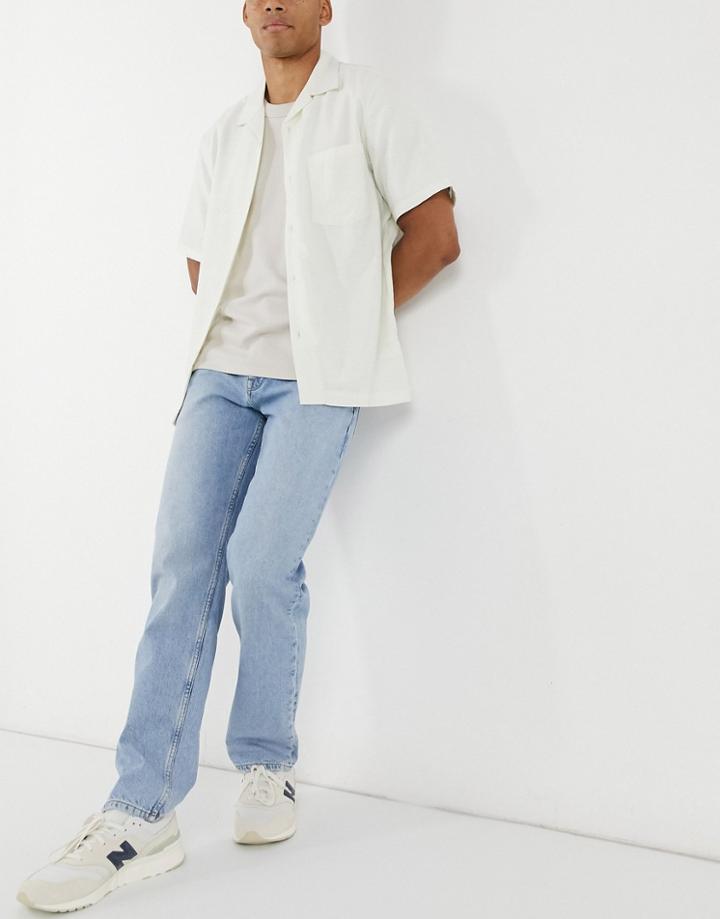 Asos Design Original Fit Jeans In Mid Stone Wash Blue-blues