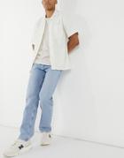 Asos Design Original Fit Jeans In Mid Stone Wash Blue-blues