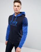 Emporio Armani Ea7 Hoodie With Contrast Sleeves - Navy