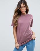 Asos Ultimate Curved Hem Boyfriend T-shirt - Purple