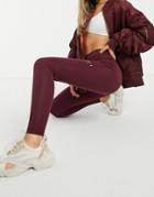 Il Sarto Coordinating Logo Leggings In Burgundy-red