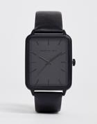 Asos Design Watch With Square Face Dial In Black - Black