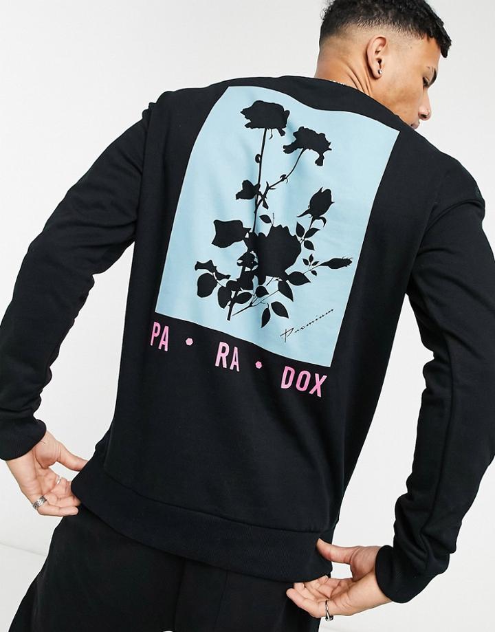 Jack & Jones Premium Sweatshirt In Relaxed Fit With 'paradox' Back Print In Black