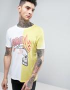 Asos T-shirt With Half And Half Brooklyn Skull Print - White