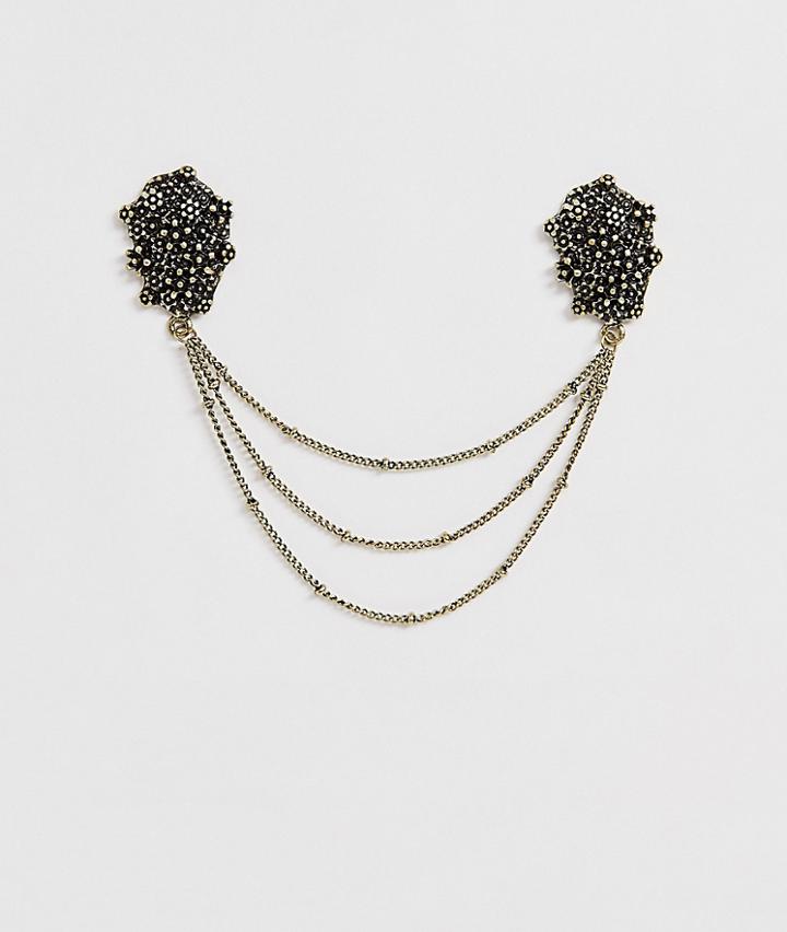 Asos Design Molten Metal Collar Tips Burnished Gold Tone - Gold
