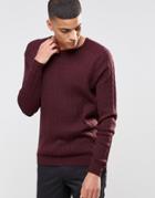 Selected Homme Cable Knit Sweater - Burgundy