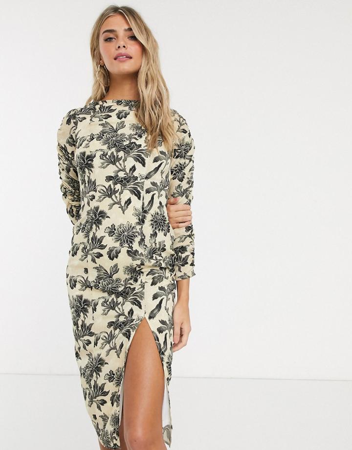Hope & Ivy Pencil Dress In Wallpaper Floral-multi
