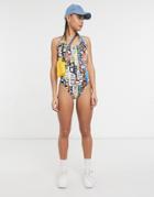 Ck Swim Swimsuit With Deep Back In Logo Print-red