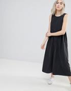 Asos Minimal Jumpsuit With Gathered Waist And Wide Leg - Black
