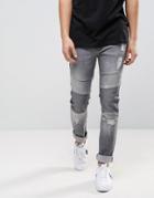 Loyalty And Faith Blakely Gray Wash Biker Jeans - Gray