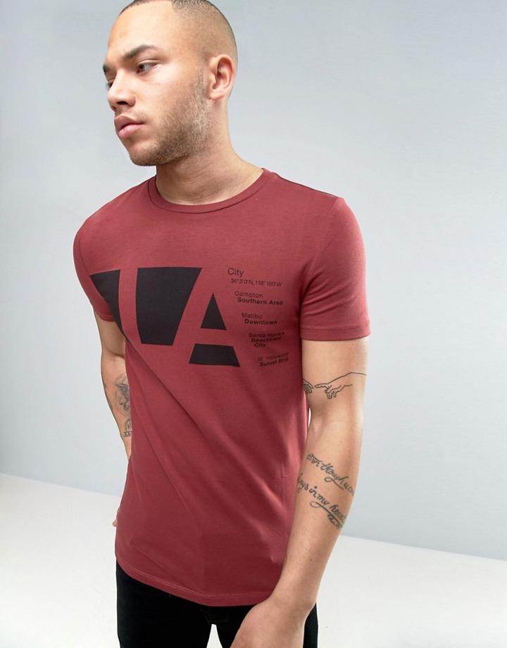 Asos Muscle T-shirt With La Print - Red