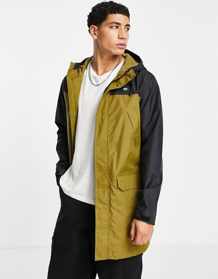 Vans Woods Mte-2 Parka Coat In Khaki/black-green