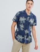 Jack & Jones Originals Short Sleeve Shirt With Revere Collar And Print - Green