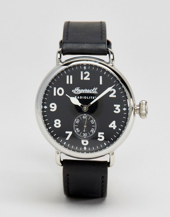 Ingersoll Trenton Radiolikte Quartz Leather Watch In Black - Black