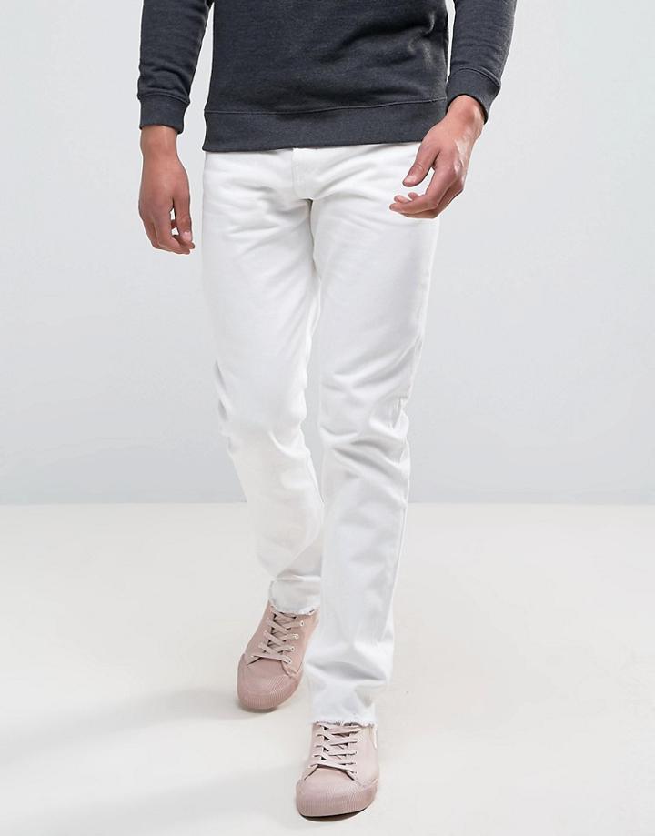 Weekday Sharp Skinny Jeans Rigid Denim Cut Off White - White