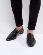 Asos Loafers In Black Faux Leather With Emboss - Black