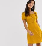 New Look Jersey Skater Dress In Mustard-yellow