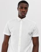 Jack & Jones Essentials Short Sleeve Linen Mix Shirt - White