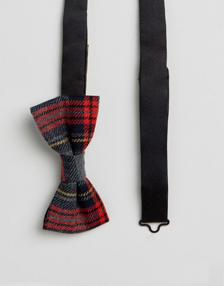 Noose & Monkey Plaid Bow Tie - Gray