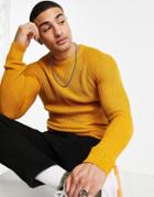 Jack & Jones Originals Ribbed Sweater In Yellow