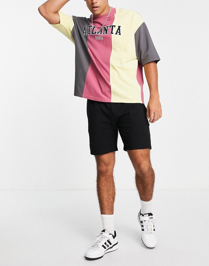 Topman Contrast Stitch Shorts In Black