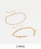 Pieces 2 Pack Anklet With Daisy Charms In Gold