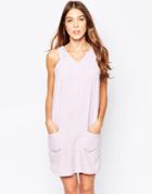 Style London Shift Dress With Pocket Detail - Violet