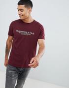 Abercrombie & Fitch Varsity Print Logo T-shirt In Burgundy - Red