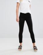 Monki Mocki Mid Waist Slim Jeans With Organic Cotton In Deep Black - Black