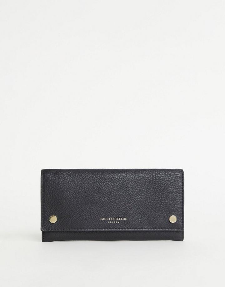 Paul Costelloe Leather Wallet With Snaps Front In Black