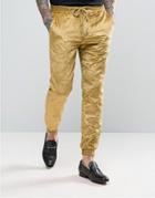 Noose & Monkey Crushed Velvet Smart Jogger - Gold