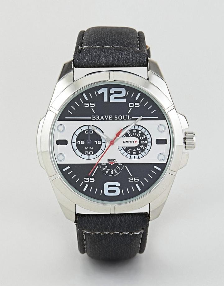 Brave Soul Chronograph Watch With Black And White Dial - Black