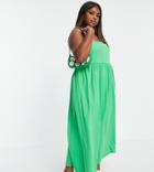 Asos Design Curve Cami Midi Dress With Square Neck In Bright Green