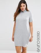 Asos Curve Polo Shirt Mini Dress - Gray Marl