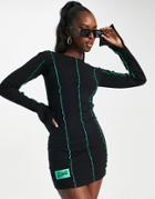 The Couture Club Contrast Exposed Seam Mini Dress In Black Multi