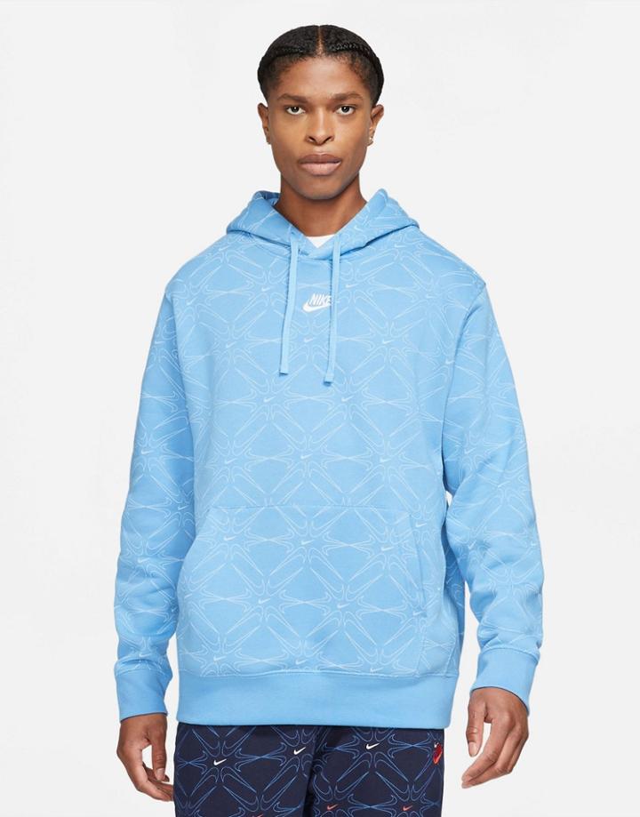 Nike Branded Aop Pack Logo Hoodie In Blue-blues