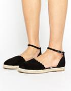 Faith Abe Scallop Edge Espadrilles - Black